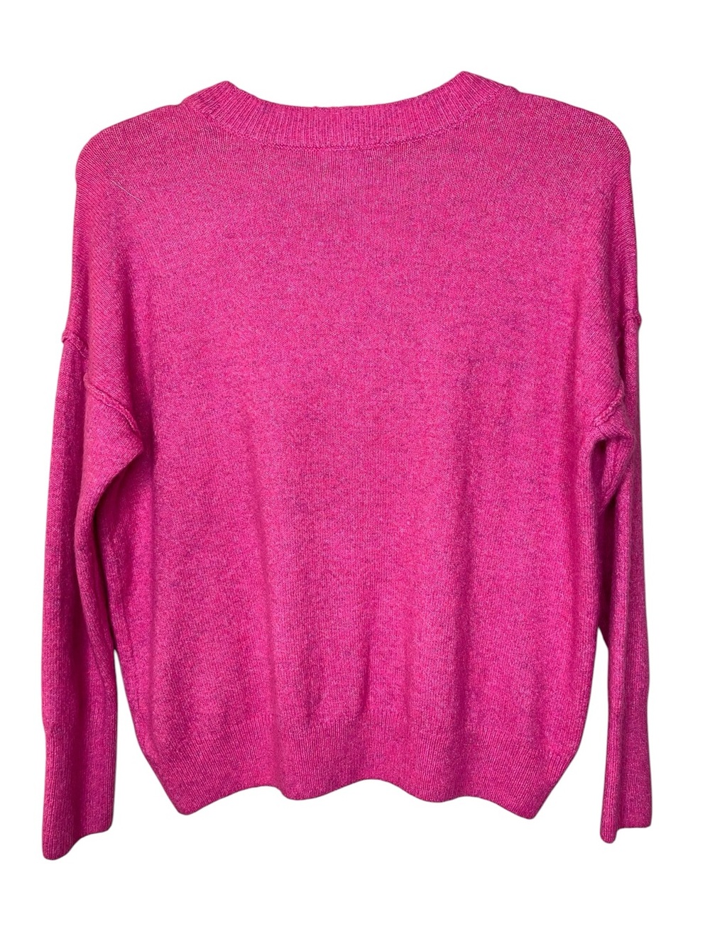 Vince Camuto Women's Fuchsia Heart Crewneck Sweater Sz S - Picture 2 of 4